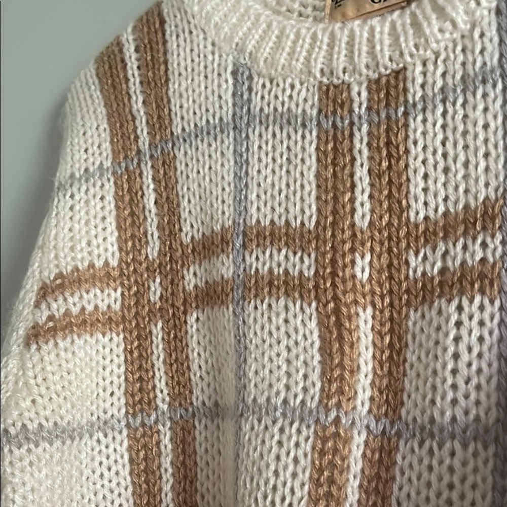 Vintage Littlewood and Green Plaid Sweater Women’s Large 100% Acrylic Yarn - Picture 5 of 6